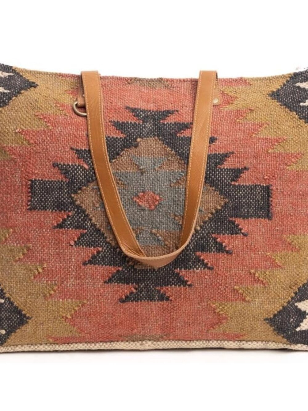 Western Leather Weekender Bag for Women - Upcycled Shoulder Handbag Caramel